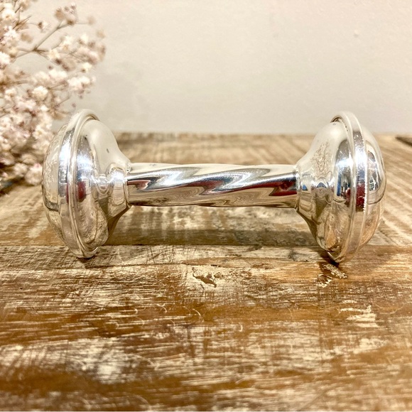 Silverplated Baby Rattle - 1980s Gorham - Baby Photo Prop - Engraved - Picture 3 of 14